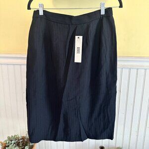 Donna Karen NWT Black Pin stripe midi pencil Skirt 8